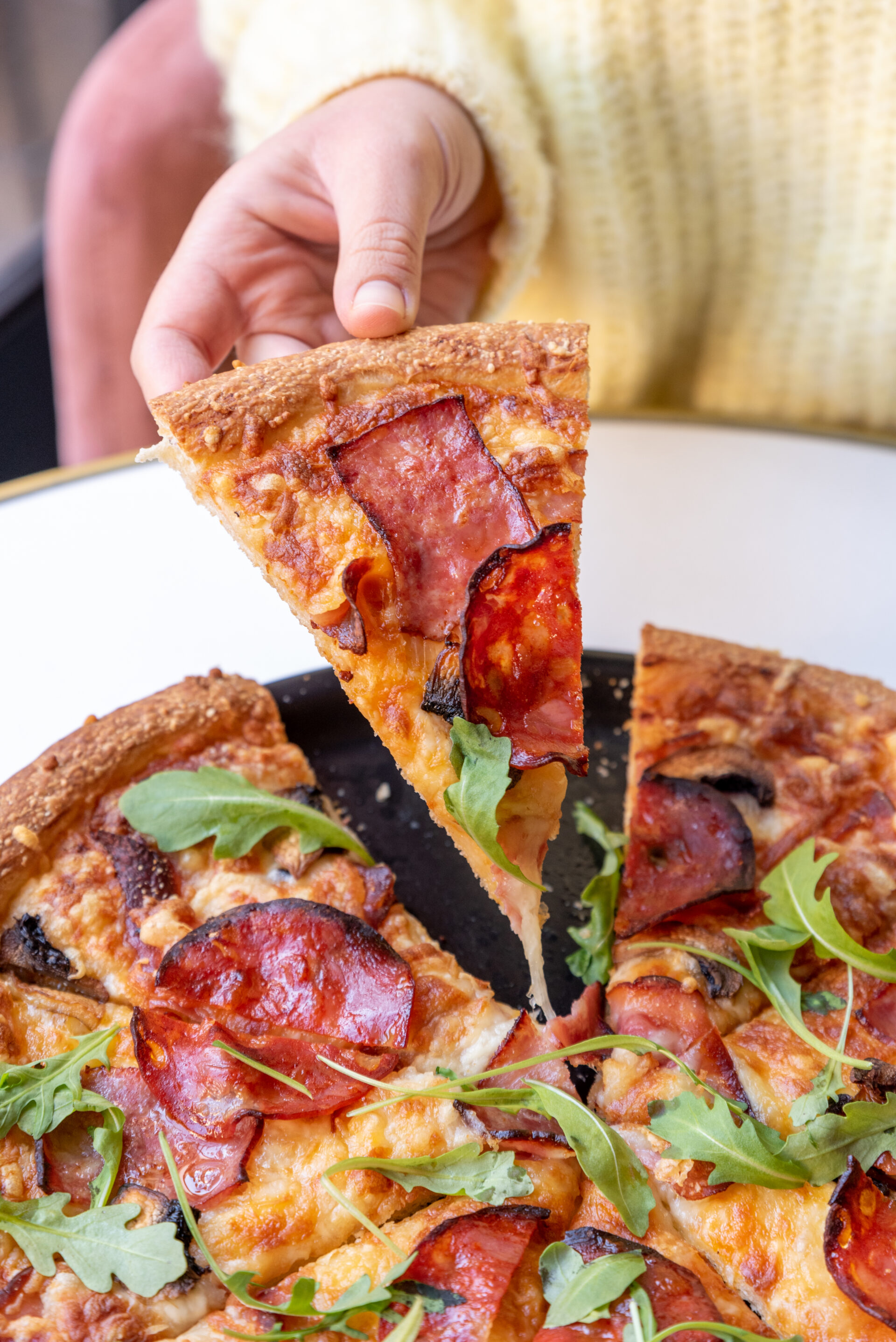 Pizza made and served at The Lower Bell